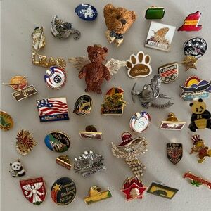 Vintage Enamel Pin Lot - Assorted Multicolor Collectible Pins